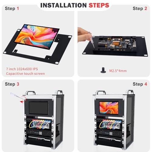 Image of GeeekPi 7 Inch Capacitive Touchscreen with 3U Rack Mount for 10 inch Server Rack