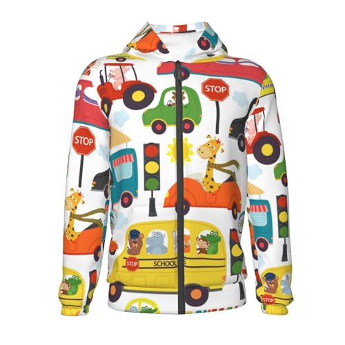 Transports with Animals Kid Hoodies Boys Zip Up Sweatshirts Girls Pullover with Pocket2