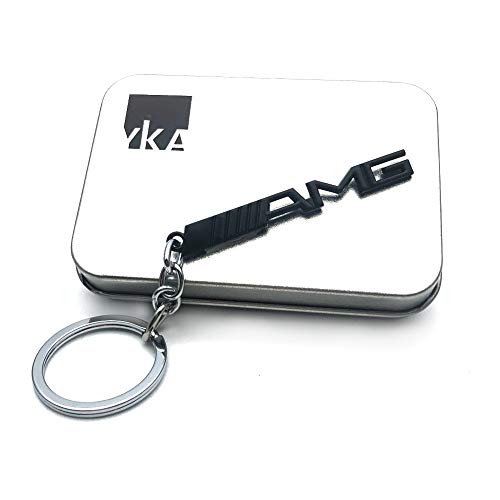YIKA Key Chain AMG Mercedes Benz Key Chain AMG 3D Logo Stainless Keychain Keyring (Black)