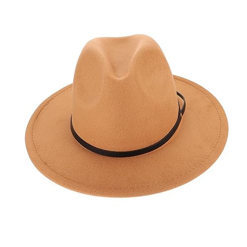Didiseaon Women Wide Brim Fedora Hat Felt Hat for Outdoor Activities Parties Banquets Classic with Belt Detail Women Hat for Any Occasion Light Brown