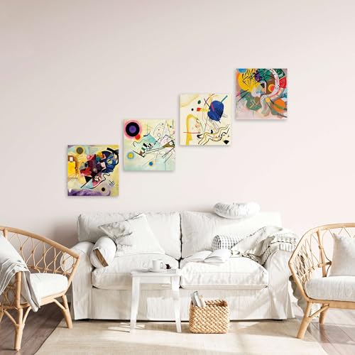 Style abstrait géométrique lot de 4 tableaux pour mur vide