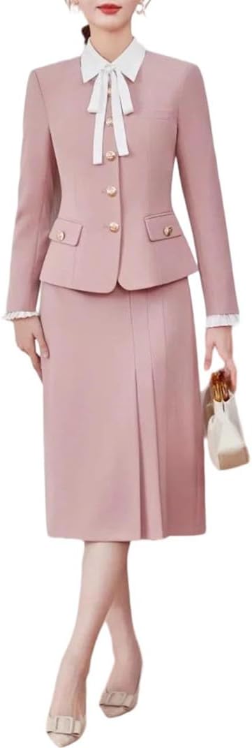 Women's 2026 Elegant Business 2 Piece Set Blazer with Long Skirt Soft Workwear Outfit Suits