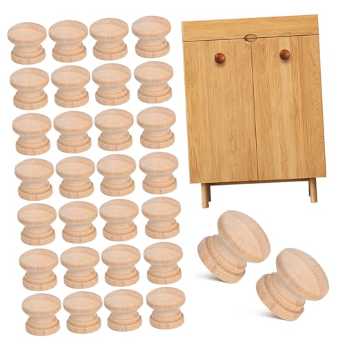 100 Boutons de Meuble Champignon en Bois Naturel pour Commode - 2