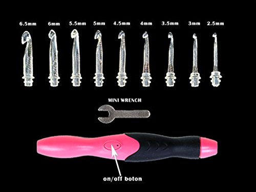 LED Lighted Ergonomic USB Rechargeable Crochet Hooks Set with Case Light Up Knitting Needles Kit - 9 Sizes - Thumbnail 5