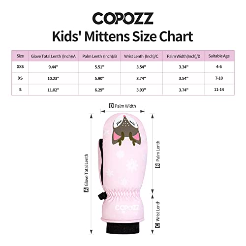 Copozz Ski Mittens Kids, 3M Thinsulate Insulated Thermal Child Snow Gloves Windproof Warm Winter Ski Gloves For Boys Girls #TOP1