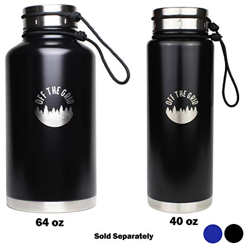 Off the Grid 40 oz Thermos Growler Water Bottle - Insulated Stainless Steel