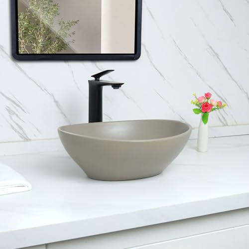 Davivy-161×134-Dark-Khaki-Oval-Vessel-Sink-with-Pop-Up-DrainBathroom-Sinks-Above-CounterCeramic-Vessel-SinkSmall-Oval-Sink-Bowls-for-Bathroom Davivy 161×134 Dark Khaki Oval Vessel Sink with Pop Up DrainBathroom Sinks Above CounterCeramic Vessel SinkSmall Oval Sink Bowls for Bathroom