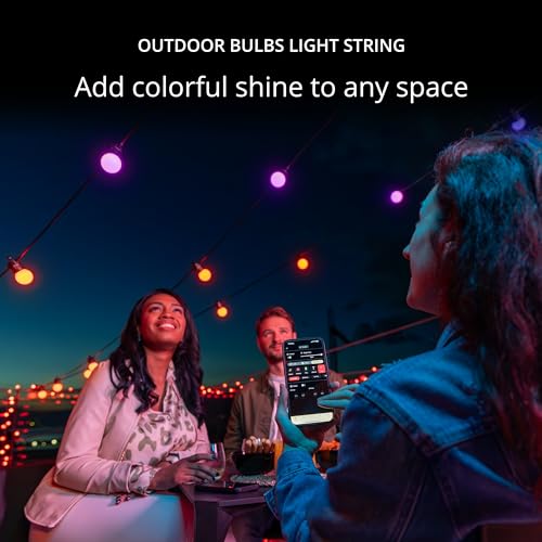 Twinkly Festoon 20 LED RGB, Light Chain with 20 LED Bulbs, Multicolor RGB Outdoor and Indoor Lights, Compatible with Alexa, Google Home, Gaming Lights, IP44, Controlled by App, Black Cable, 10m