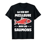 tee shirt saumon Animal Dessin animé Saumon enfant. Cadeau Saumon humoristique. Petit Saumons rigolo. Humour Saumon poisson La vie est meilleure avec les Saumons