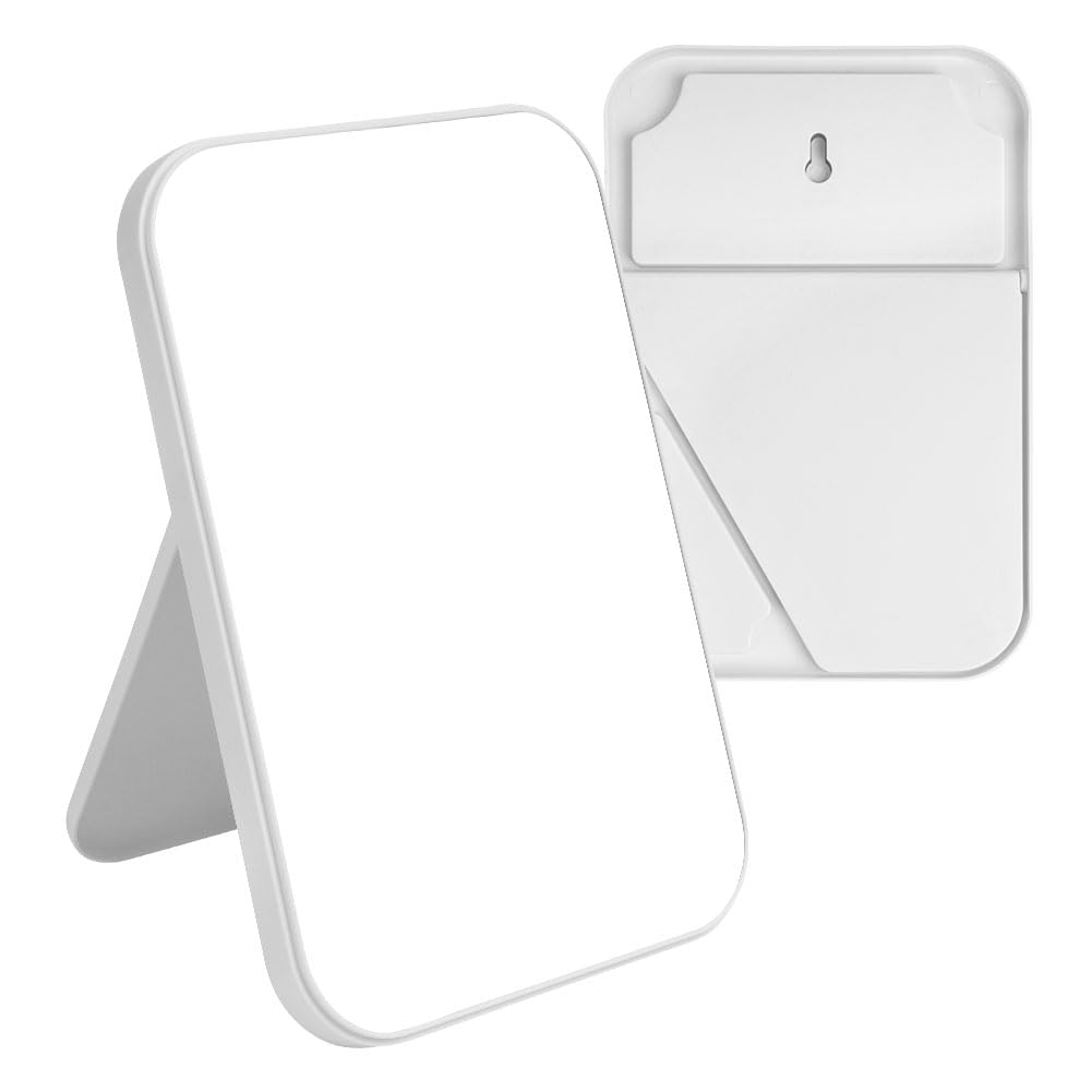 Miroir Super HD 20x13.4 cm Pliable Portable Maquillage Support Blanc