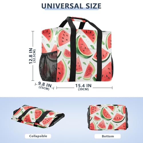 ALAZA Watercolor Watermelon Waterproof Beach Tote Bags3