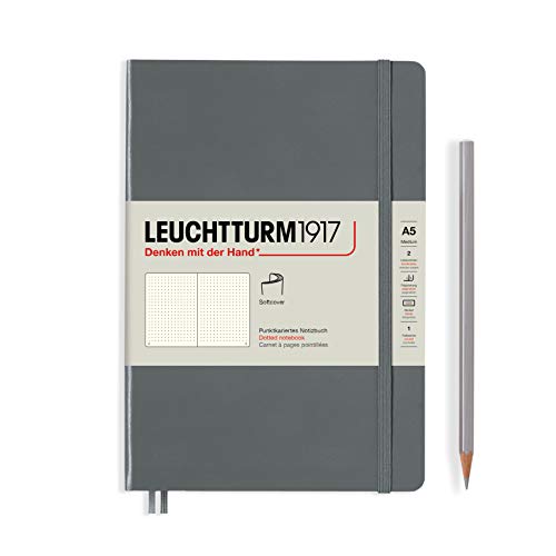 LEUCHTTURM1917 - Medium A5 Dotted Softcover Notebook (Anthracite) - 123 Numbered Pages