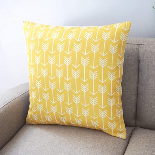 TIDWIACE Set of 4 Decorative Linen Cushion Covers 45 x 45 cm Geometric Art Decor Pillow Case Yellow Cushion Cover 18x18 inches for Outdoor Garden Home Office Sofa Bedroom Car Decor