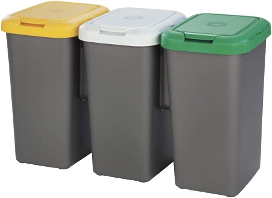 Tontarelli Set 3 Recycling Bins 77x32x47.5cm, Triple, 75 Litros