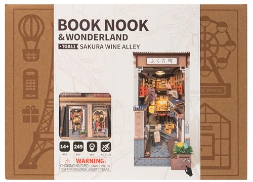ROBOTIME Book Nook Kits for Adults Sakura Wine Alley, DIY Booknook with Lights DIY Miniature Dolls House Kit 3D Wooden Puzzle Bookend Bookshelf Decor Gift - Cosy Home Interiors ROBOTIME Book Nook Kits for Adults Sakura Wine Alley, DIY Booknook with Lights DIY Miniature Dolls House Kit 3D Wooden Puzzle Bookend Bookshelf Decor Gift - Image 10