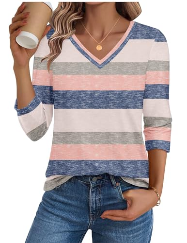 Image of Zeagoo Womens Blouse Casual 3 /4 Length Sleeve V Neck Basic T-Shirts Spring Summer Cute Tunic Tops Business Work Tees