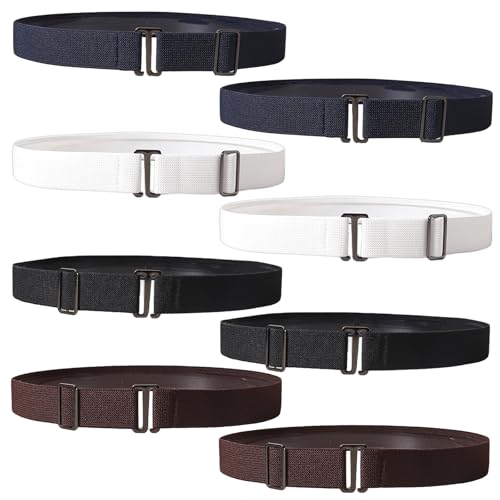 8 Belts for Women, Elastic Belts for Women, Elastic Adjustable, Invisible Buckle, Widely Suitable for Jeans, Dresses, Etc., Practical Gifts for Family and Friends (4 Colors)