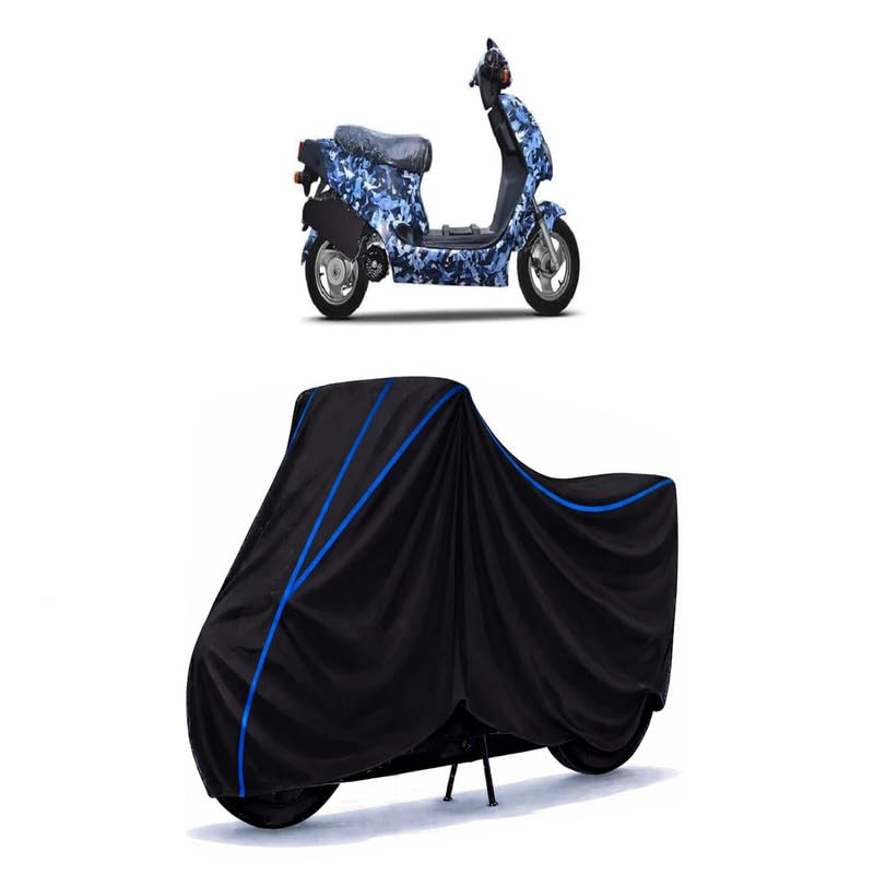 Image of Scooty Cover Water Resistant for Axlhe 20 | Universal Scooter & Bike Cover | Heavy Duty UV Dust, Rain & Scratch Protection | Elastic Fit All Weather Indoor Outdoor | Black with Blue Piping