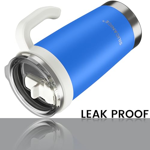 Image of For Iced Coffee & Smoothies - Never Drink from a Moldy Lid Again: 20oz Hygienic Tumbler, 100% Leakproof Lid & Removable Foldable Spout. Reinforced Base, Fits Cup Holders - Blue