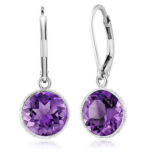 Gem Stone King 925 Sterling Silver Purple Amethyst Leverback Dangle Earrings For Women 8.00 Ctw Beautiful Gemstone Birthstone