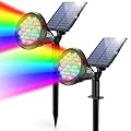 XTGTP Solar Color Spot Lights Outdoor, 21 LEDs Color Changing Solar Outdoor Lights, IP67 Waterproof RGB Multicolor Yard Solar Spotlights Auto On/Off for Pathway Garden Pool Patio Tree