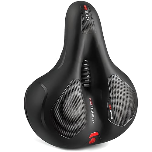 Retoo Fahrradsattel, Gel Fahrradsitz, breiter, weicher, komfortabel atmungsaktiv stoßdämpfend, Ergonomisch Fahrrad Sattel mit wasserdichte Abdeckung