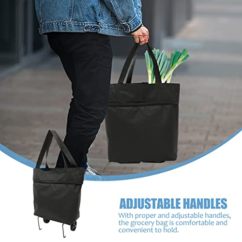 Cabilock Faltbare Einkaufstasche Faltbare Einkaufstrolley-Taschen Faltbare Einkaufstasche mit Rollen Einkaufswagen… – Bild 7