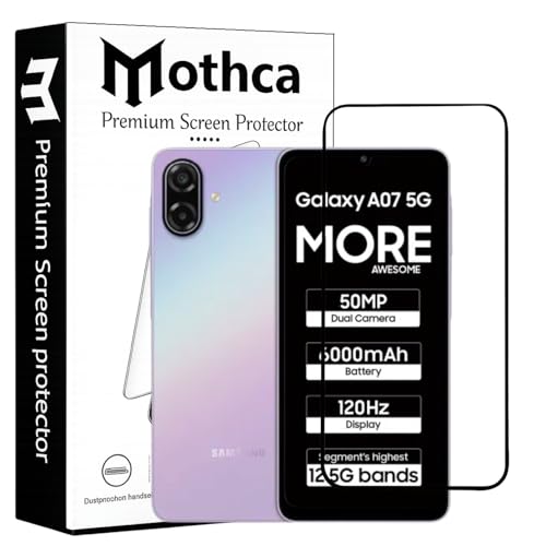 Image of Mothca Advanced Tempered Glass Screen Protector Compatible for Samsung A07 with Edge to Edge Coverage - Case Friendly, Anti-Scratch & Bubble-Free Installation Kit