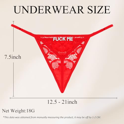 Image of Sexy Underwear for Women, Lace Thongs with Sparkling Letter Charms, Fun and Flirty Panties for Women Sexy