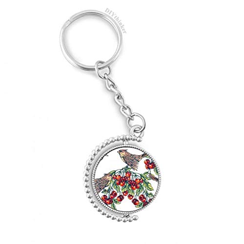 Porte-clés oiseau fruit anneau rotatif multicolore keyholder vert 1,2 x 3,5 pouces