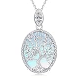 Collar con colgante de árbol de la vida de plata de ley 925, collares de árbol genealógico de plata para mujeres/mamá/esposa, regalos delicados para aniversario de cumpleaños, con cadena de 45 + 5 cm