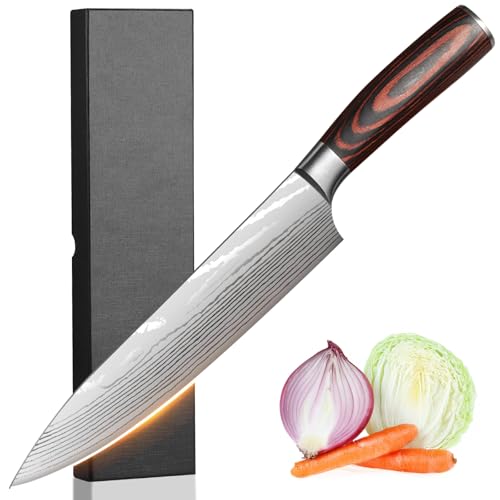 Plys Couteau de Chef de Cuisine Professionnel 20cm : Couteau Tranchant en Acier Inoxydable au...