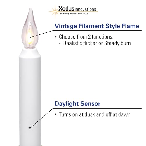 Image of VC1820P 8.5 inch Battery Operated Vintage Filament LED Flameless Window Candle with Dusk to Dawn Timer and 3 Flame Settings, Silver
