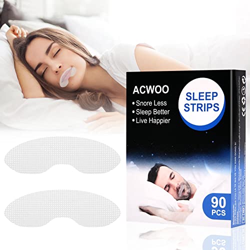 ACWOO Taśma na usta do spania, 90 szt. samoprzylepnych plastrów na noc, plastry przeciw chrapaniu, taśma zapobiegająca chrapaniu, lepszy sen i oddychanie, plastry na usta do spania na noc