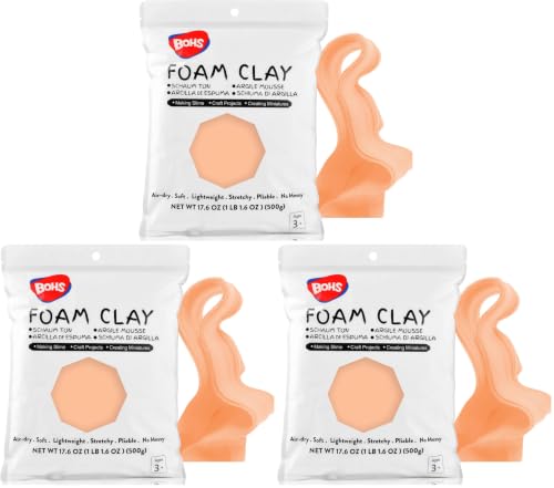 Image of BOHS Peach Modeling Foam Clay - 1.1 Lbs, Squishy,Soft, Air Dry -for Flower Mirror,Cosplay,Fake Bake, Slime Supplies-500g (Pack of 3)