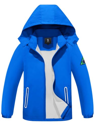 Image of SaphiRose Kids Waterproof Rain Jacket Mesh Lined with Removable Hood | Lightweight rain coat, windproof, breathable, school, camping, travel, outdoor play, boys and girls