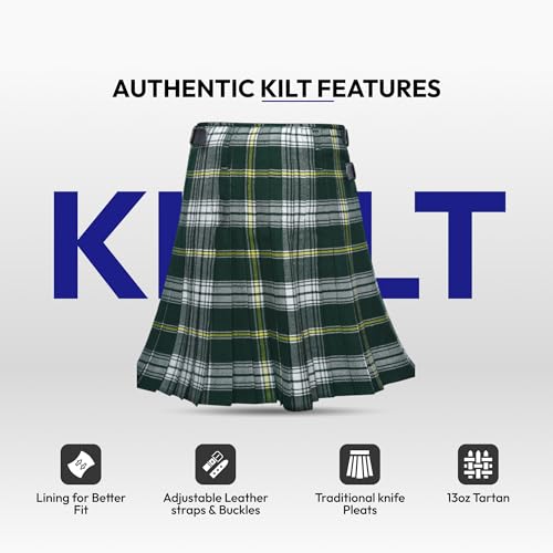 Image of 8 Yard Mens Kilt - Authentic Tartan Kilt for Men Highland Outfit for Weddings & Traditional Scottish Wear