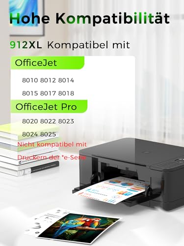 912XL Multipack Druckerpatronen Kompatibel für HP 912 XL Tintenpatronen für HP 912XL für OfficeJet Pro 8020 Patronen 8010 8022 8023 8024 8025 HP OfficeJet Pro 8010 8012 8014 8015 (8er-Pack)