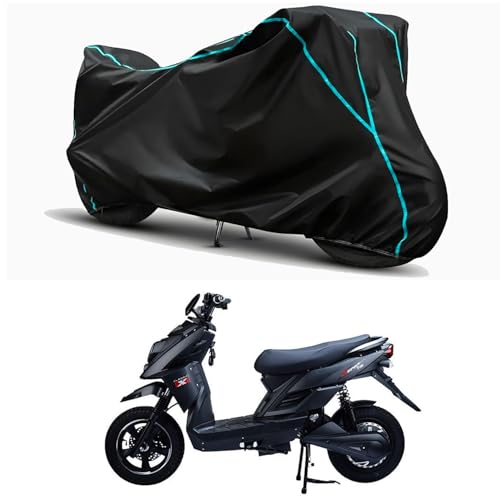 Image of Waterproof Bike Body Cover Compatible for | Tunwal T 133 | Taffeta Fabric, Sky Piping Design, Bottom Elastic Fit | Dustproof, Sun UV & Rain Protection for All Weather.