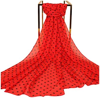 Silk Scarf 100% Pure Silk Scarf Long 60”x20” Women's Fashion Sunscreen Shawls Wraps Dupatta Beautiful Scarf (Red polka dot)