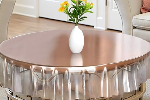 Image of The Furnishing Tree Round Shaped Center Transparent Table Cover WxL 42x42 inches 0.25 mm Thickness Without Lace