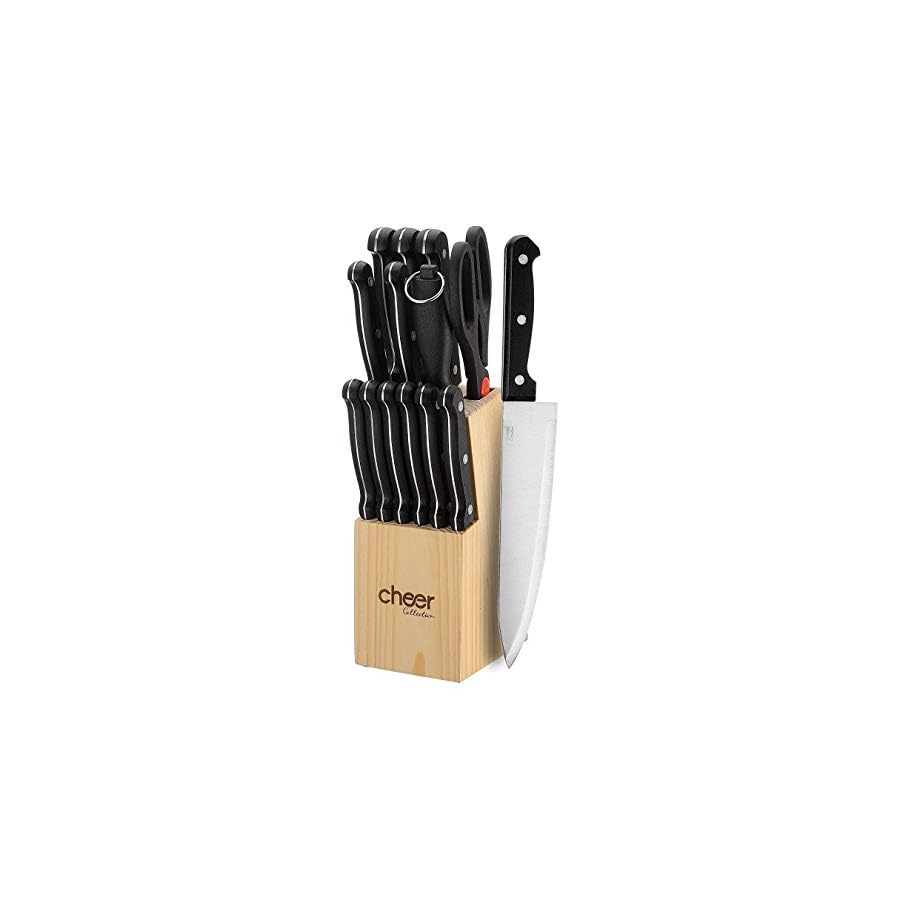 13-piece Stainless Steel Knife Set With Wooden Block 13 Piece