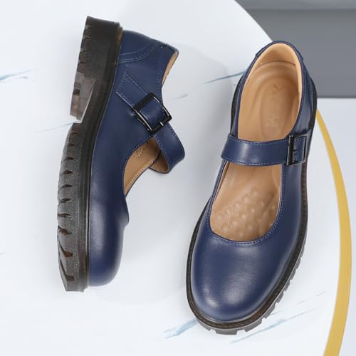 Image of XMM Mary Jane Shoes Women Flat Mary Janes for Womens Comfort Dressy Casual School Cute Non-Slip Work Shoes