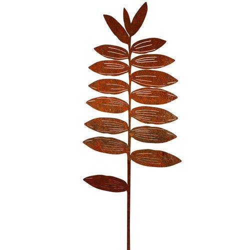 Round Wood Plant Stake Leaf Branch Garden Ornament Decor - Poli Corten Accent