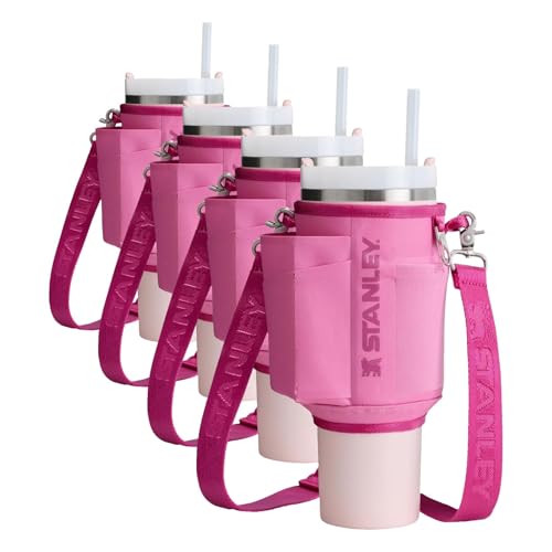 Image of STANLEY All Day Quencher Carry All for 40 oz Tumbler with Handle Crossbody Bag with Phone Holder Pocket, Card Sleeve & Detachable Strap Water Bottle Carrier Bag BPA-Free | Peony (Pack of 4)