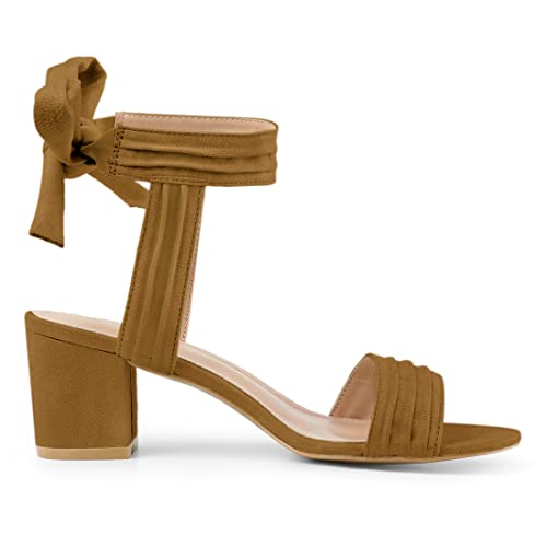 Image of Allegra K Women's Open Toe Ankle Tie Back Block Heels Sandals