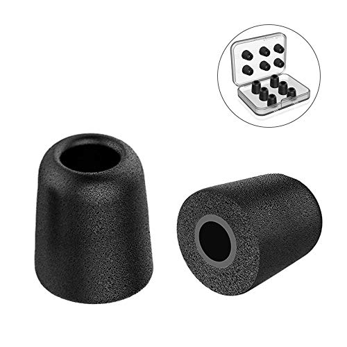 Replacement Ear Buds, New Bee Replacement Ear Tips Earbuds 12 Pieces with Case Memory Foam 5mm-7mm for Jaybird, Beats, Sony, Nexus, LG (Black S)