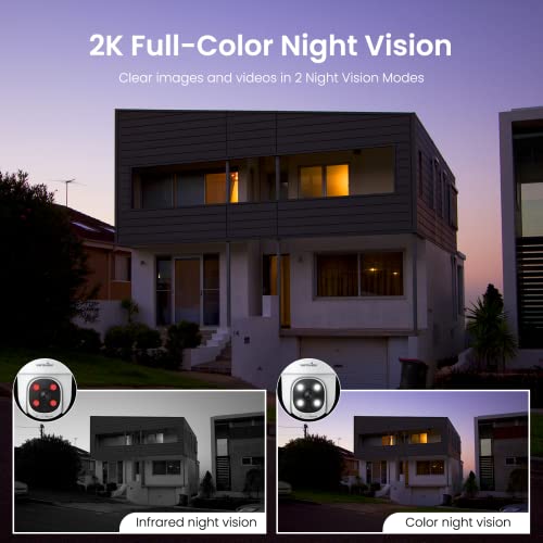Wansview 2K Outdoor Security Cameras - 2.4G WiFi, Color Night Vision, 24/7 SD Card Storage (2-Pack)