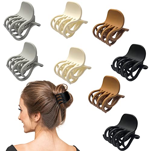 Medium Hair Claw Clips For Thin Fine Hair, Matte Double Row Teeth Hair Claw Clips 1.6'' Small No-Slip Grip Jaw Clips For Women And Girls,8 Pcs #TOP1