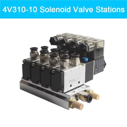 Electrovanne 4V310-10 DC24V avec embase 6 stations et raccords 8mm - 4